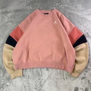 Jordan Pink Colorblock Crewneck Sweatshirt Womens Medium Loose Fit